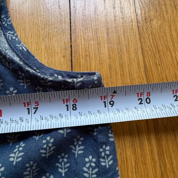 Faherty Size Small Blue Floral Print Linen Blend Sleeveless Pintucked Midi Dress - Picture 13 of 15